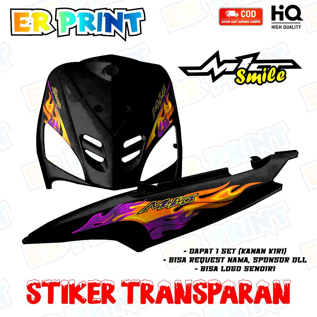 Mio Smile สติ๊กเกอร์ใส Anti-Fade Cool Mio Smile Striping Yamaha Mio Smile Fire Design 2