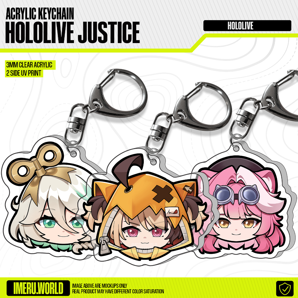 อะนิเมะอะคริลิคพวงกุญแจหัวไอคอน Hololive ภาษาอังกฤษ Justice Gigi Murin Cecillia Raora Fanmerch โดย I