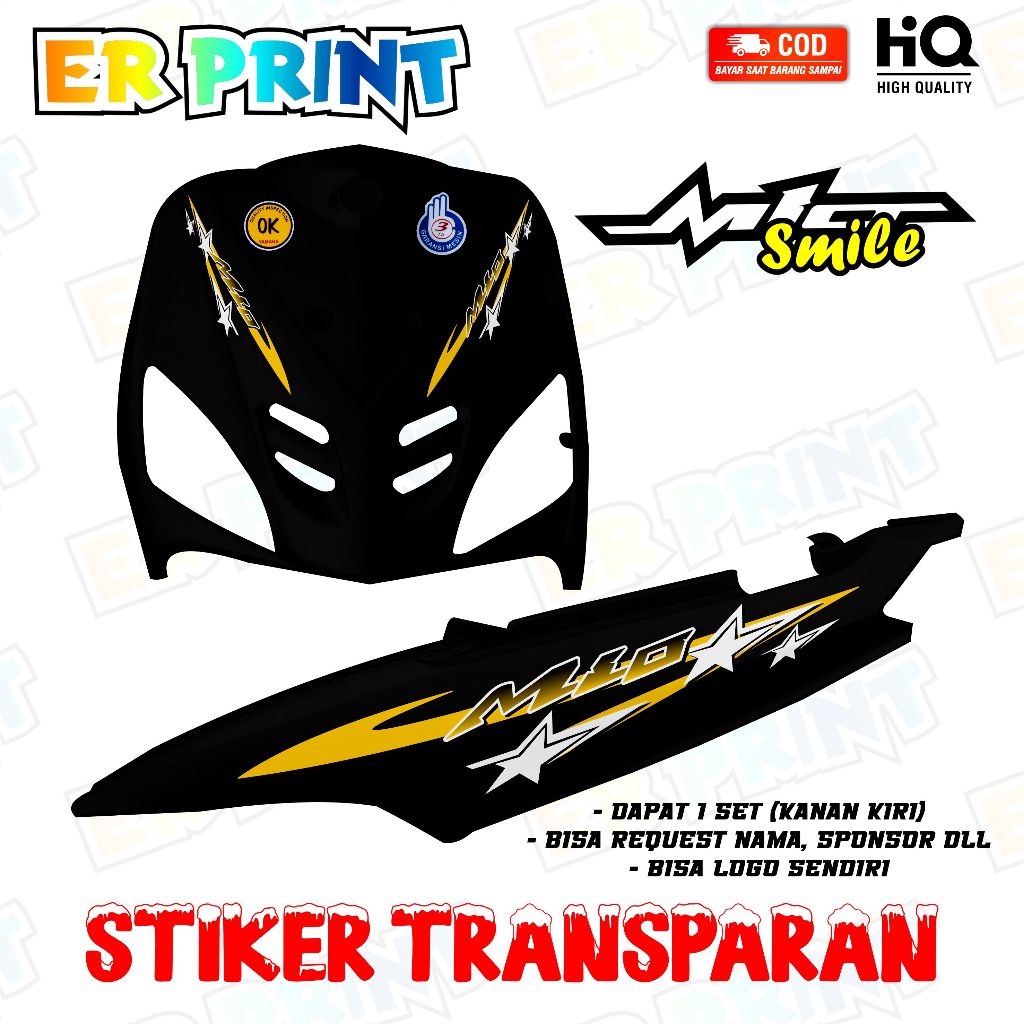Mio Smile สติ๊กเกอร์ใส Anti-Fade Cool Mio Smile Striping Yamaha Mio Smile Striping Allstar Design