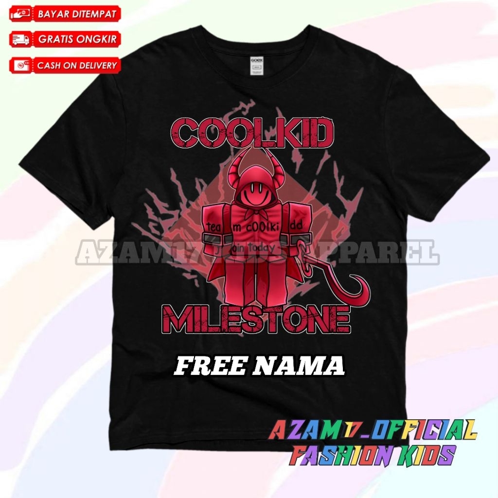 Roblox Forsaken Coolkid Milestone เสื้อยืดเด็กล่าสุดฟรีชื่อ / Forsaken Roblox Coolkid Mildstone เสื้