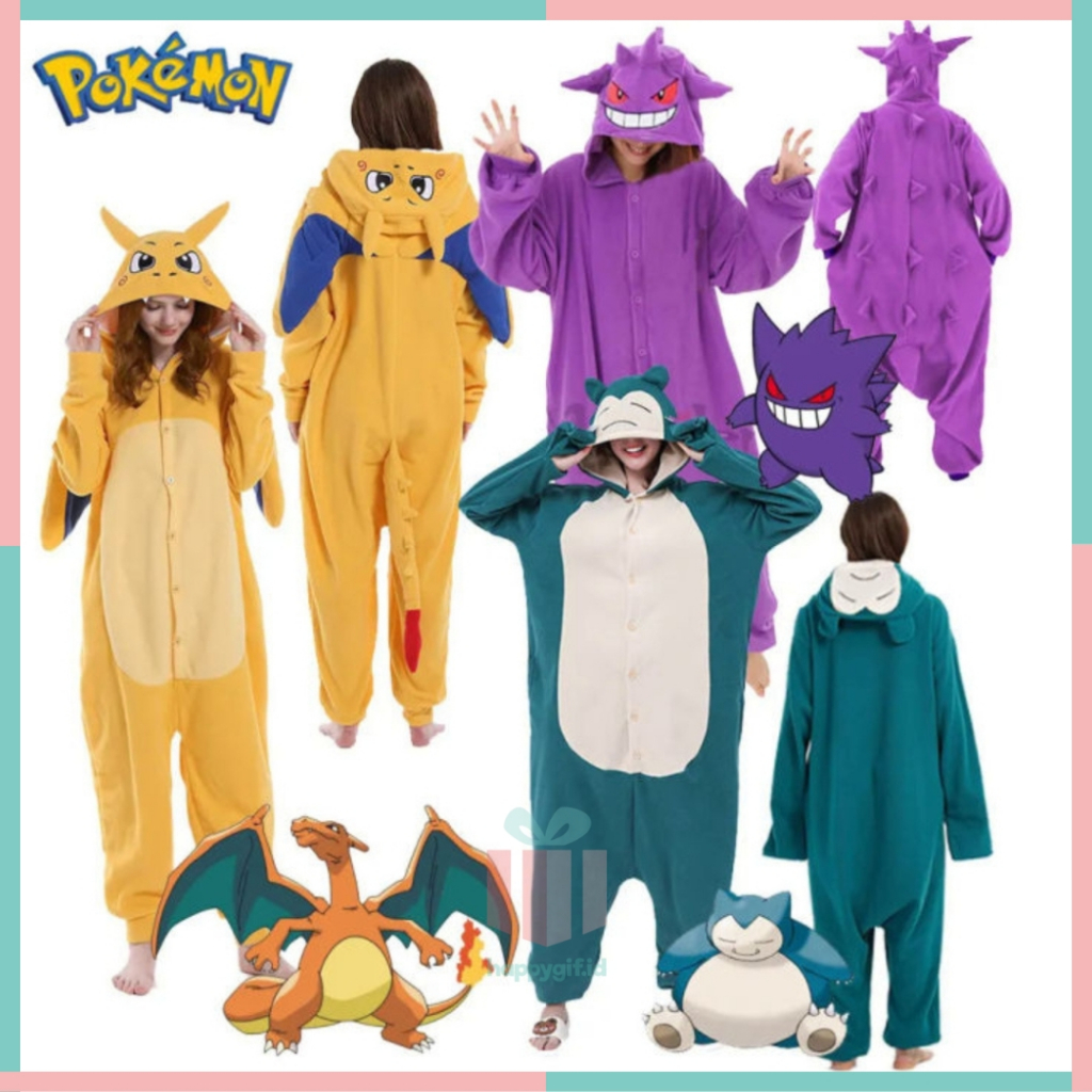 POKEMON PIKACHU ONESIE KIGURUMU COSTUME SLEEPWEAR ผู้ใหญ่ PAJAMAS