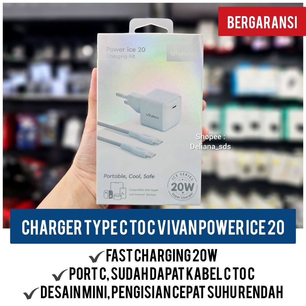 Vivan Power Ice 20 Type C Fast CHARGING 20W Charger อย่างเป็นทางการรับประกัน 1 ปี Vivan Type C Charg