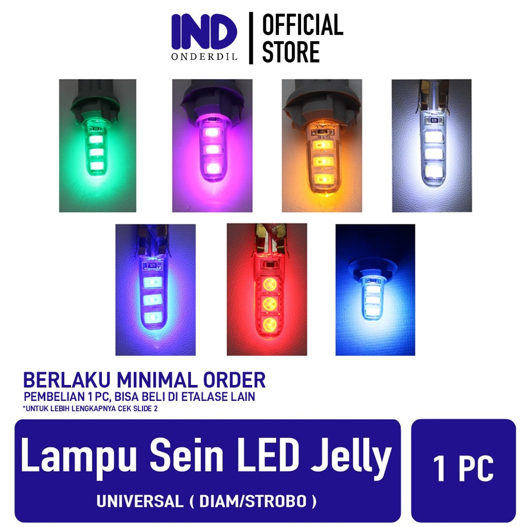 UNGU MERAH HIJAU IND Jelly LED Variation Light Parts 6 LED Points T10-T 10 Silent-Strobo-Flashing Tu