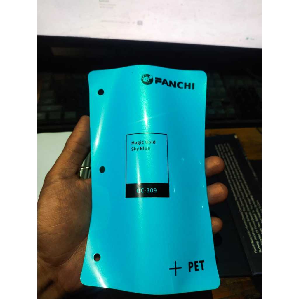 สติ๊กเกอร์ 50CM FANCHI GC-309 GC309 PET Magic Gold Sky Blue PET ต่อครึ่งเมตร