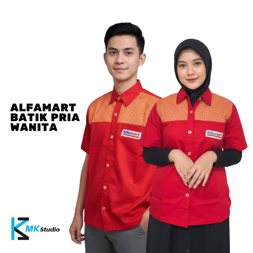 Alfamart Batik Uniform Alfamart เสื้อผ้าพนักงาน Batik Motif ชุดแคชเชียร์