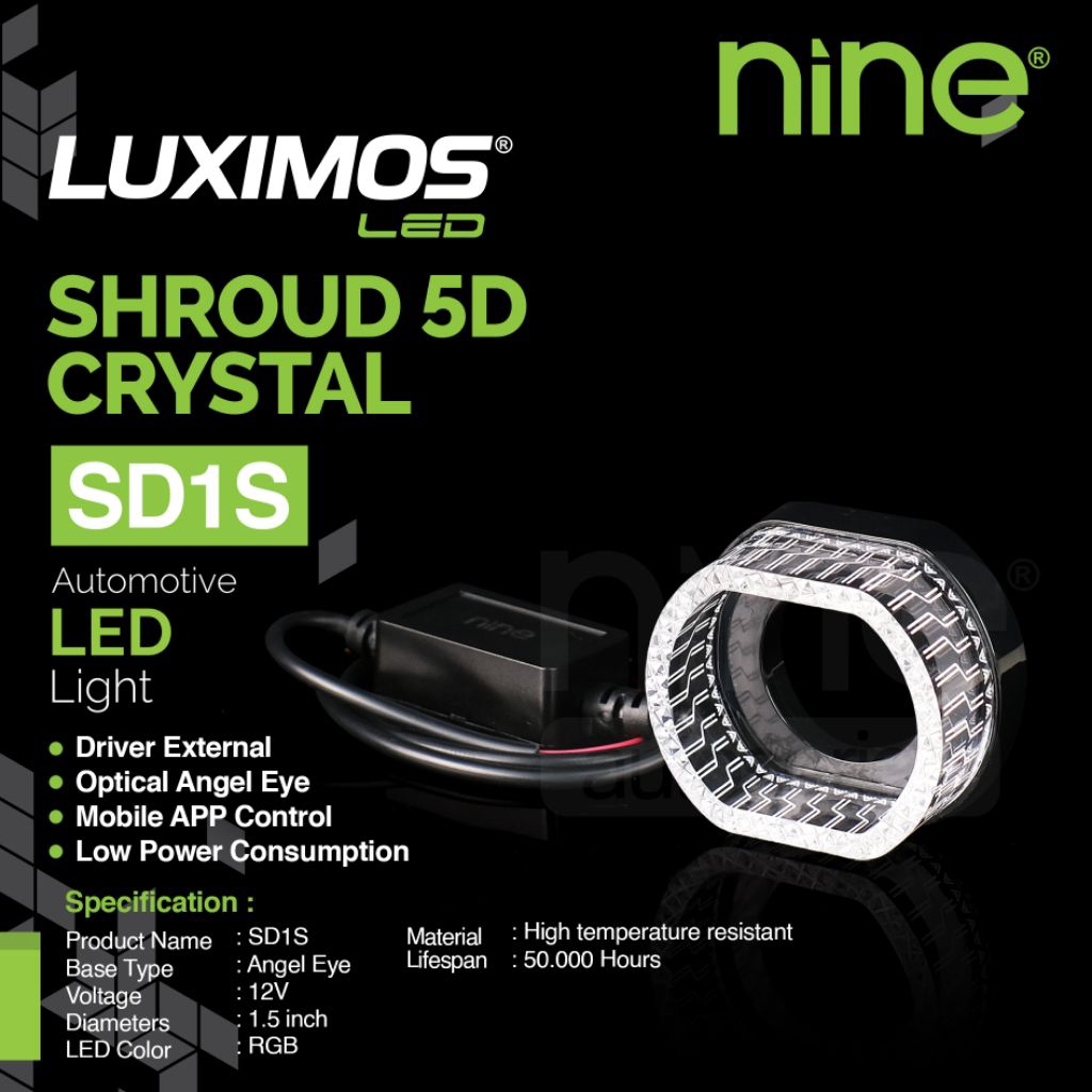 Shroud พรีเมี่ยม H4 มินิโปรเจคเตอร์อะคริลิค Rgb App 210+ แหวนแฟชั่นล่าสุดคริสตัลเก้า Luximos SD1S