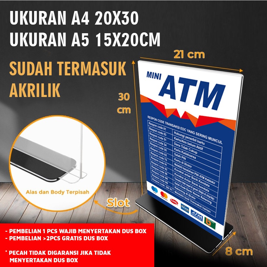 ACRYLIC MINI ATM TABLE TYPE CODE ERROR TRANSACTION