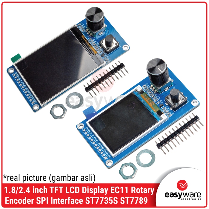 LAYAR หน้าจอ LCD TFT ขนาด 1.8 นิ้ว / 2.4 นิ้ว + EC11 Rotary Encoder - โมดูลจอแสดงผล SPI ST7735S ST77