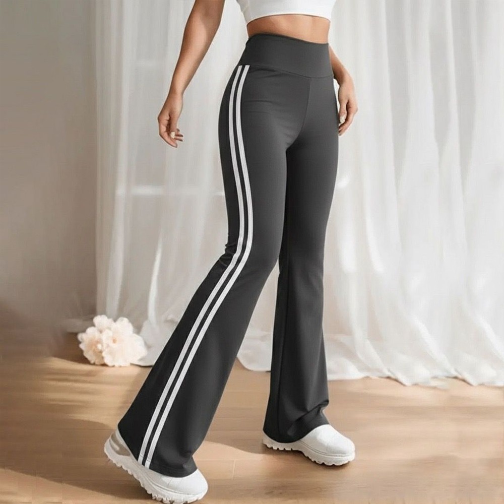 PTM - PREMIUM Highwaist Flare Pants Stripe 2 Stretch Jumbo Office Sports Gym Pilates Running Yoga 9D
