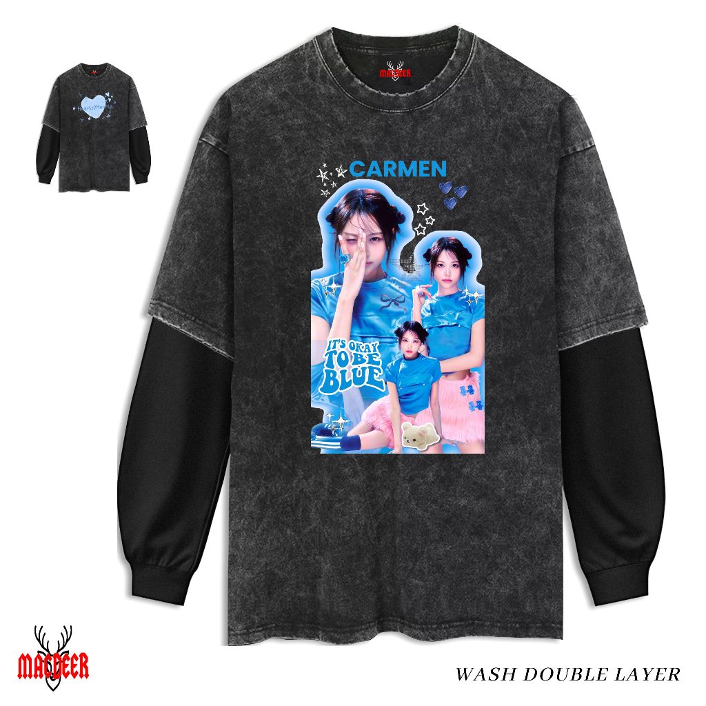 MACDEER CARMEN HEARTS2HEARTS Washed Double Layer slim-fit PREMIUM WASHED H2H 7-8 เสื้อยืด