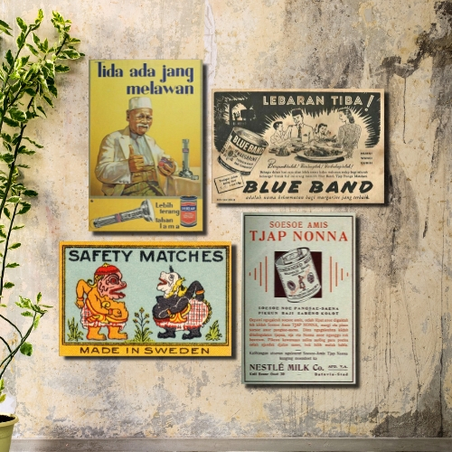 JR DECORTATIONS - Old Advertisement Coffee Shop Display Retro Wall Decor Vintage Unique Cafe Wall De