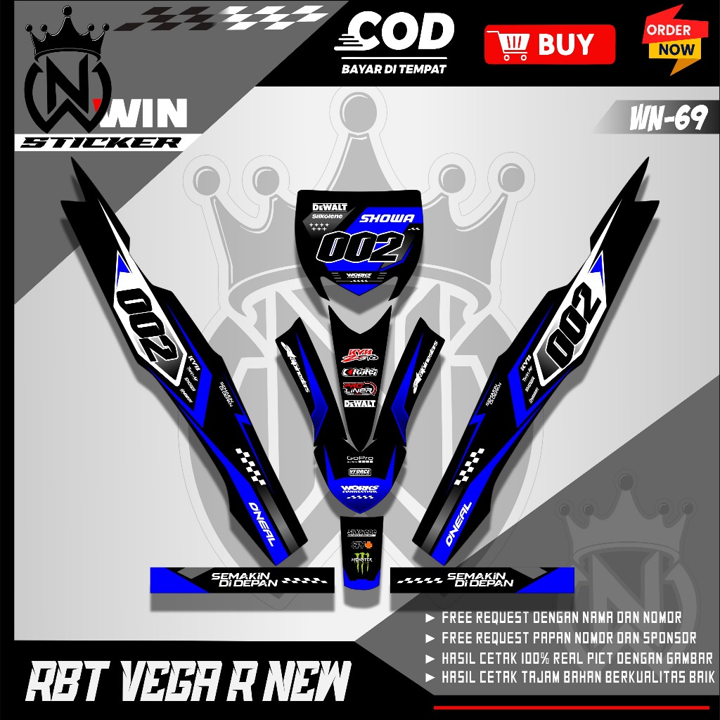 ใหม่ RBT VEGA R ใหม่สติกเกอร์ดัดแปลงเป็ด Striping Variation สติกเกอร์ RBT GTX YZ CRF KLX KTM YZ Tril
