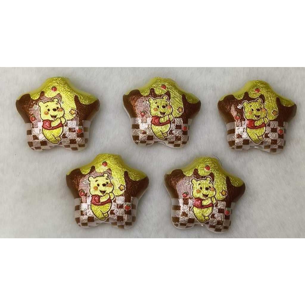 WINNI THE POOH YELLOW METALLIC STAR ARYLIC BEAD