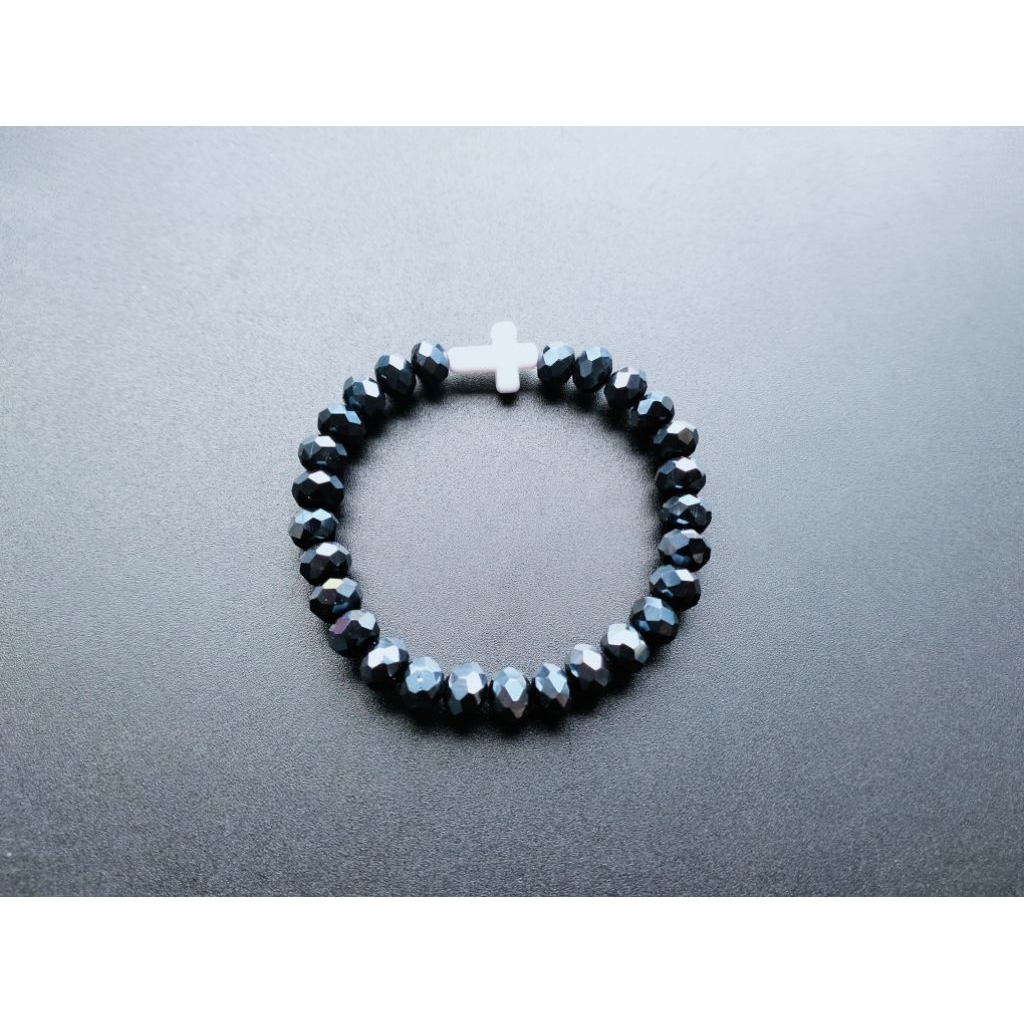 G737 CZECH CRYSTAL BEAD CROSS BRACELET DOFF