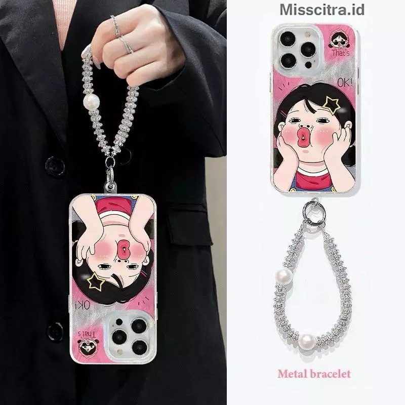 SOFTCASE + STRAP IPHONE X XS XR 7 7+ 8 8 8+ 11 12 13 14 15 16 PLUS PRO PROMAX CUTE FACE YX283 SILICO