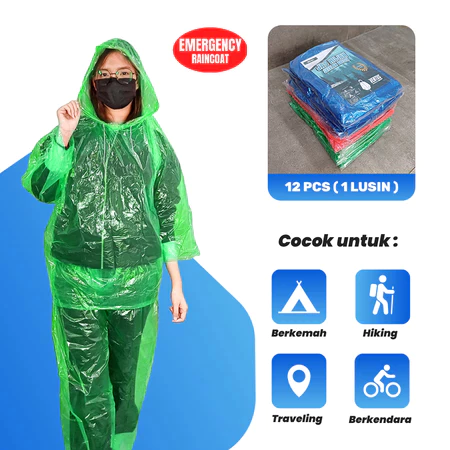 เสื้อกันฝนพลาสติก LDPE แบบหนา ชุดเสื้อและกางเกง thumbnail 3