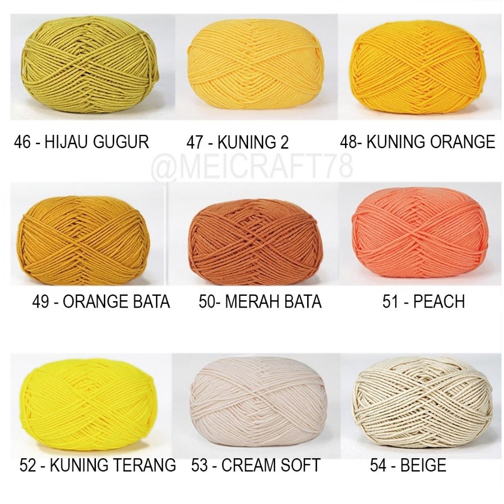 MILK COTTON KNITTING YARN 4 PLY / MILK COTTON 4 สีเสริม