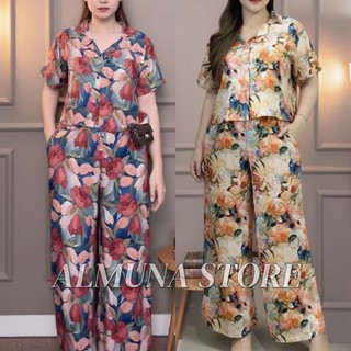 STELAN CROP TOP CELANA KULOT HAIGHWAIST LENGAN PENDEK DAN PANJANG