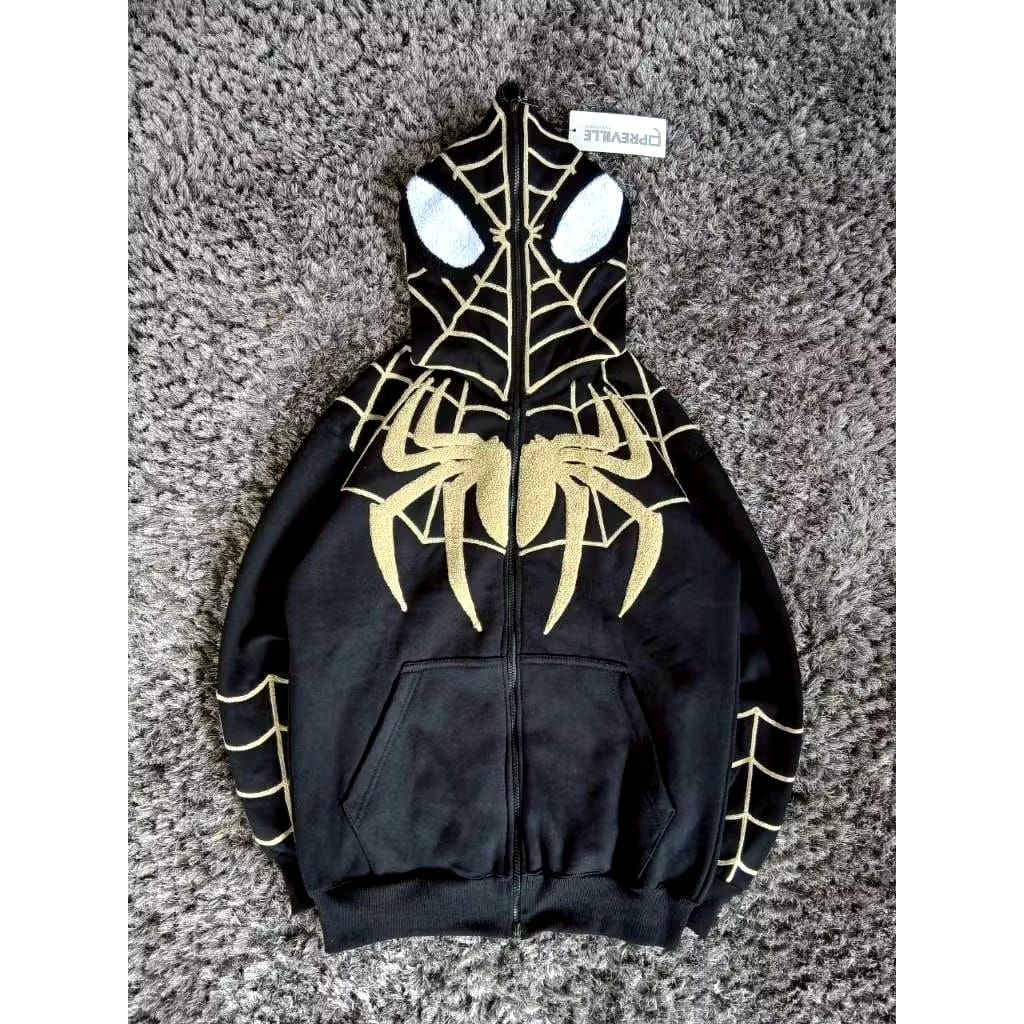 PREVILLE EMBROIDERED SPIDER ZIPPER HOODIE