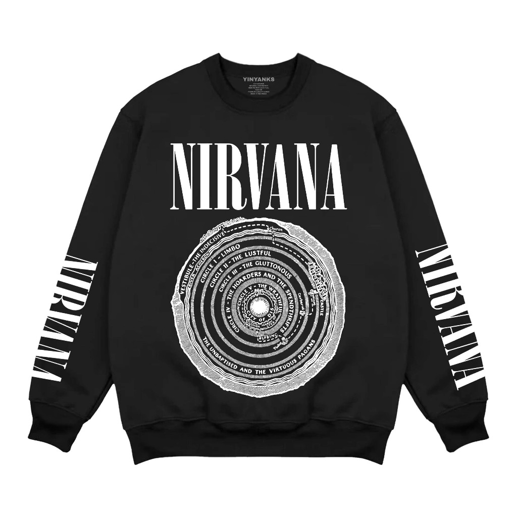 เสื้อผ้าขนาดกลาง เสื้อกันหนาว Music Band Crewneck NEW Nirvana Labirin Black