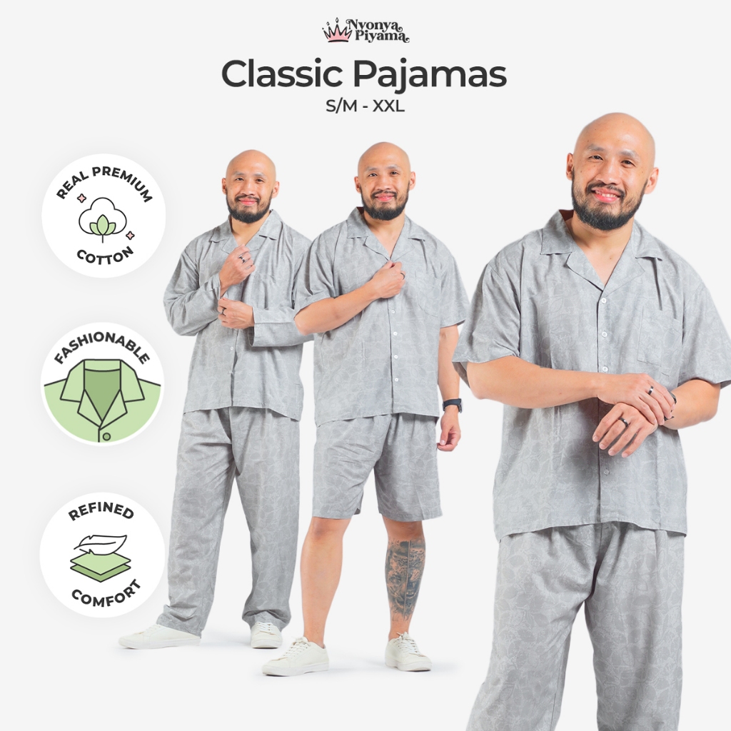 คุณนาง Classic Pyjamas Cotton Mens Set - Taylor