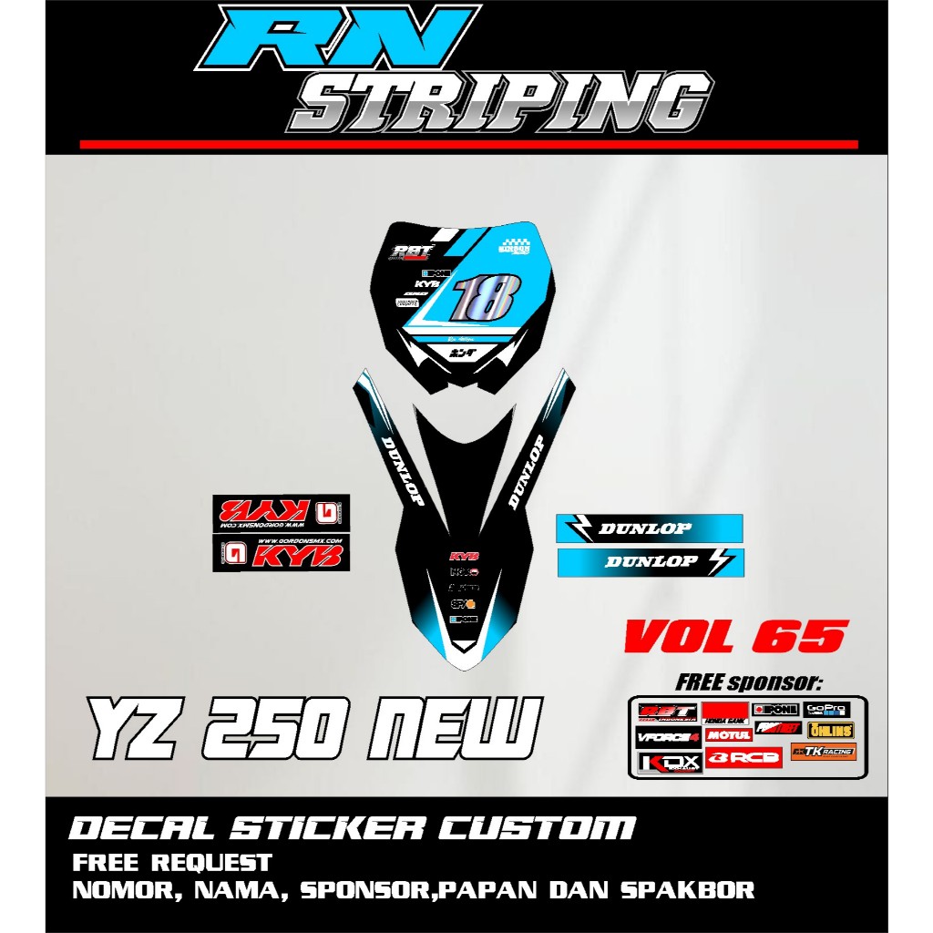 ใหม่ล่าสุดสติ๊กเกอร์ DECAL SPAKBOR BOARD YZ 250 ใหม่ออกแบบใหม่ล่าสุดฟรีตัวเลขและ SPONSOR YZ 85 KLX C