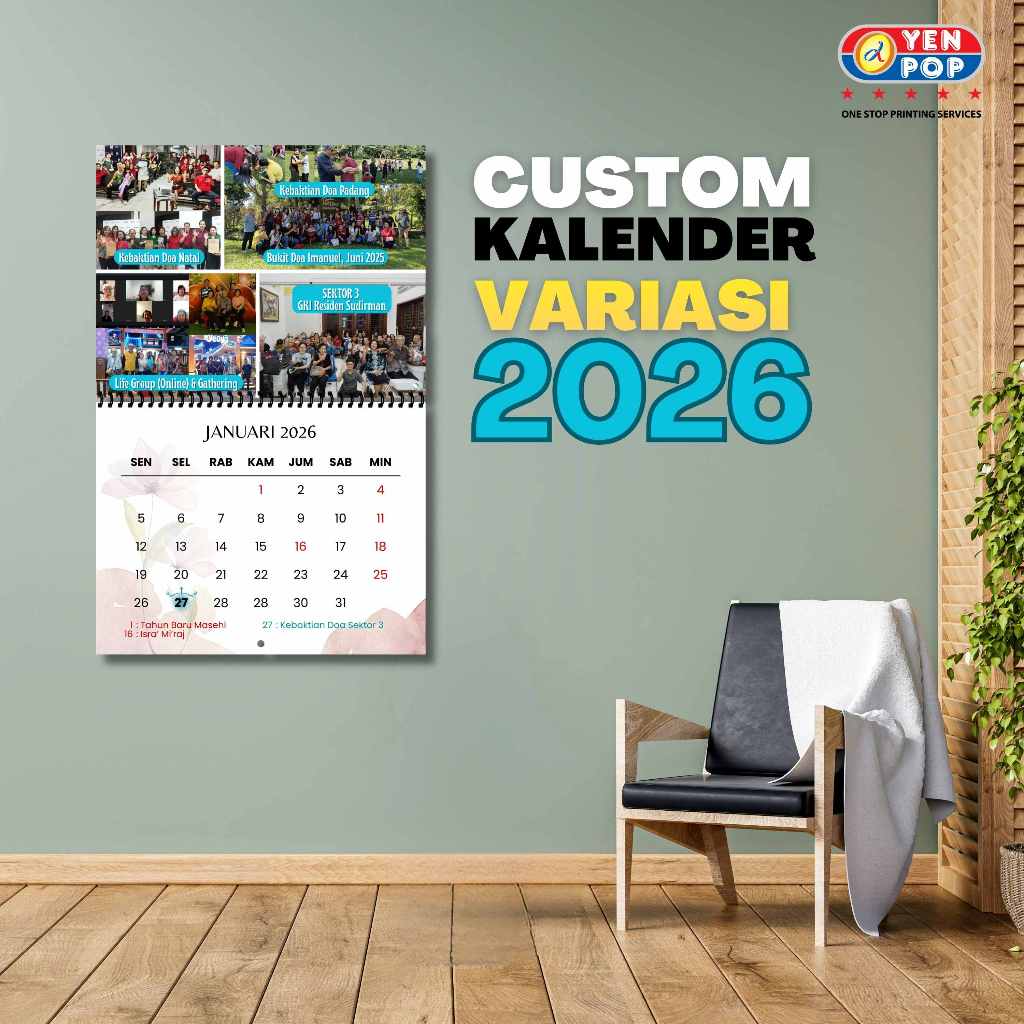 Aesthetic A3+ Double Side Print 12-Sheet Variation Calendar