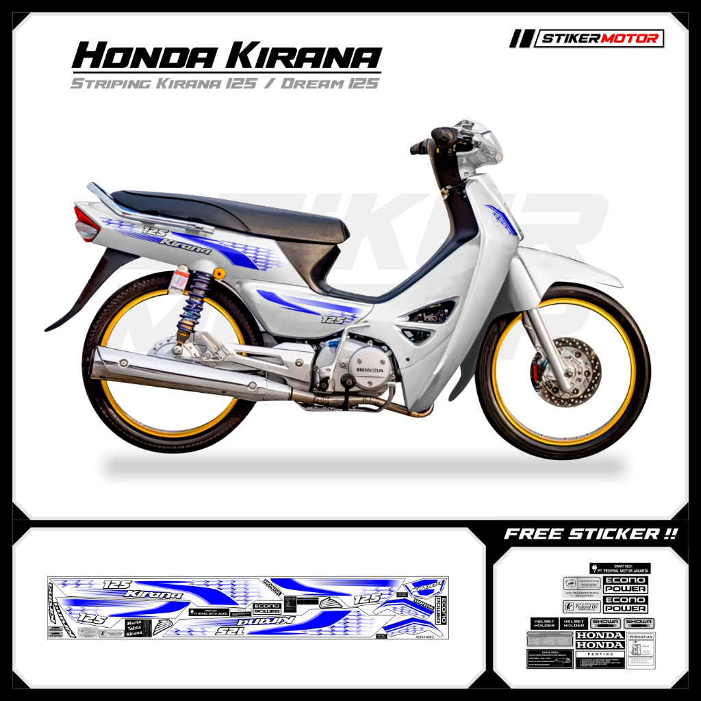 KIR49 Striping สติกเกอร์ Honda Kirana 125 Honda Dream 125 Motohai Variations Striker สติกเกอร์ Strip