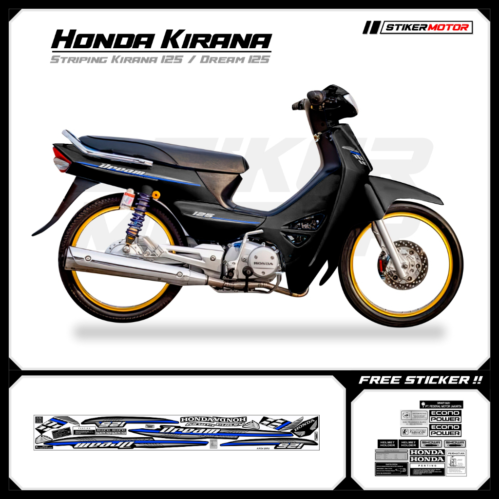 KIR54 Striping สติกเกอร์ Honda Kirana 125 Honda Dream 125 Motohai Variations Striker สติกเกอร์ Strip