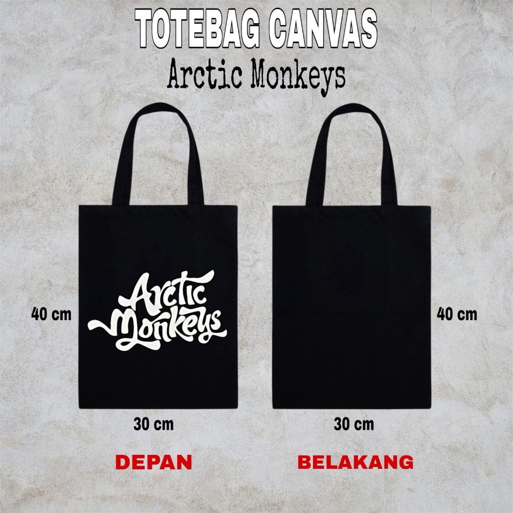 ผ้าใบหนาสีดํา Totebag Arctic Monkeys Band กระเป๋าสะพายผ้าใบสําหรับบุรุษและสตรี Arctic Monkeys Goodie