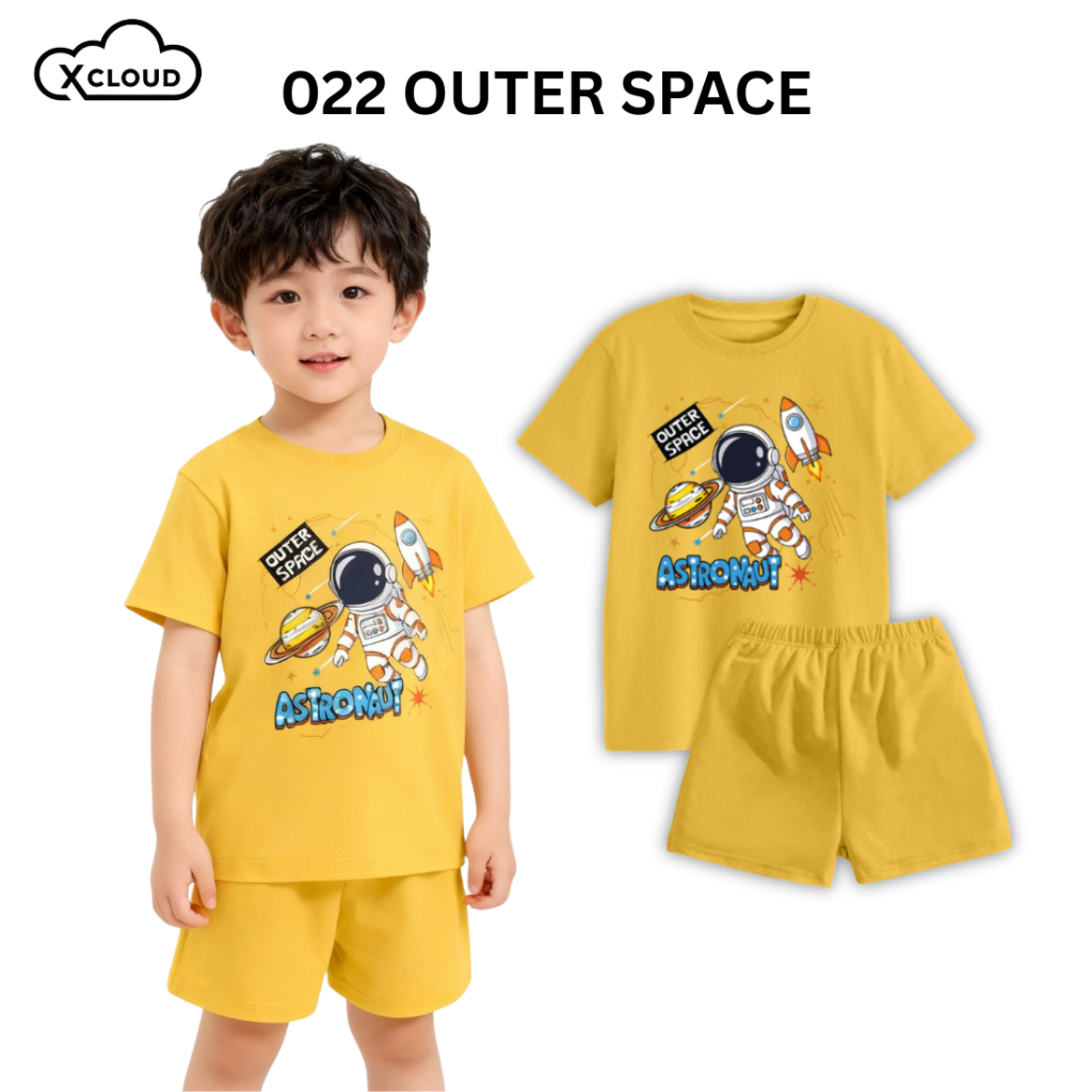 Xcloud Childrens Astronaut Motif T-Shirt Set OS Boys & Girls Clothes Childrens Motif Shirt and Pants