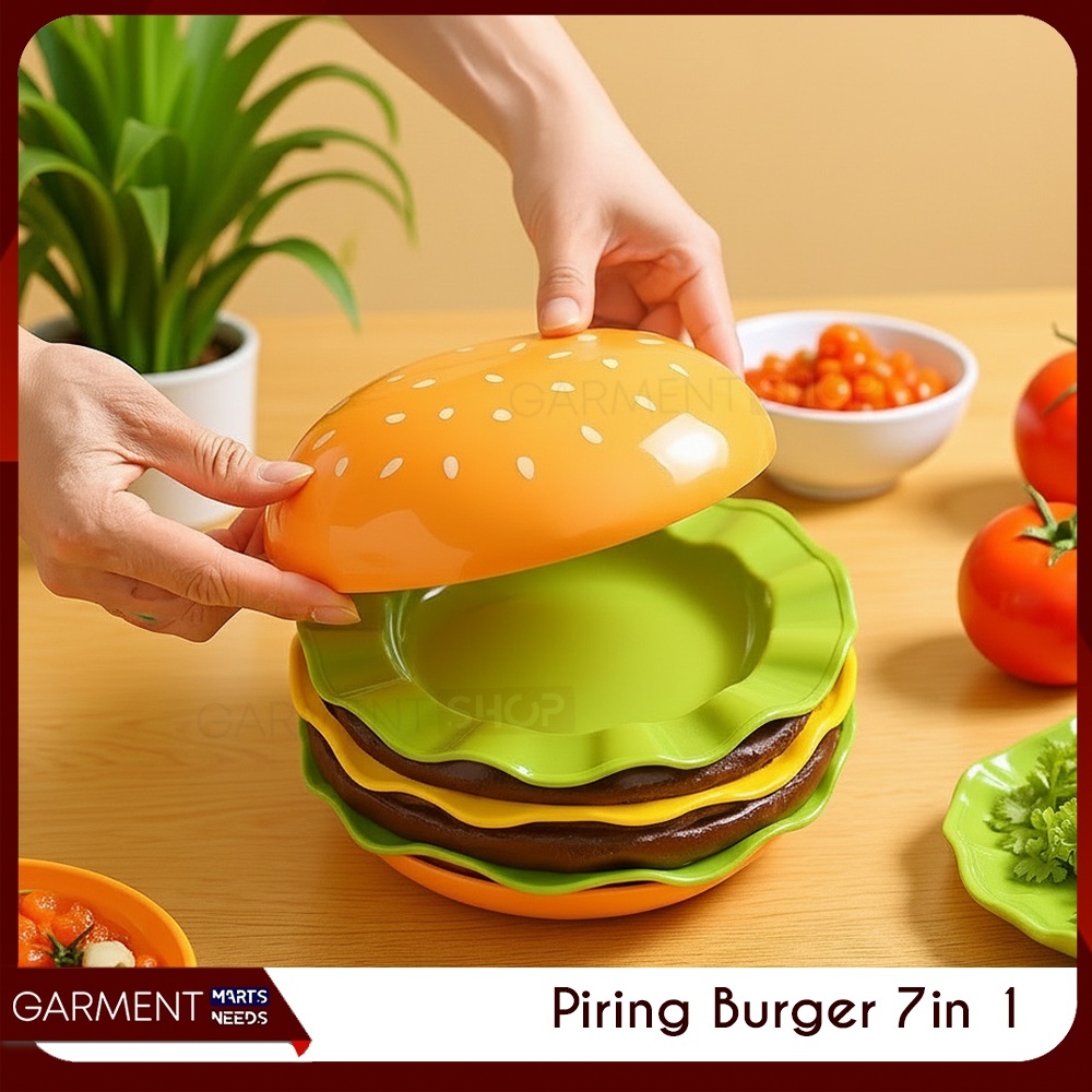 7-in-1 Burger ชุดจานอเนกประสงค์อาหารตกแต่งแผ่น Photo Shoot Props น่ารักความงาม Minimalist