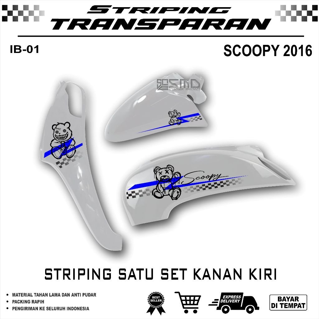 Scoopy 2015 - 2016 Motorcycle Striping Retro Transparent UV ทนทาน ANTI-FADING COOL