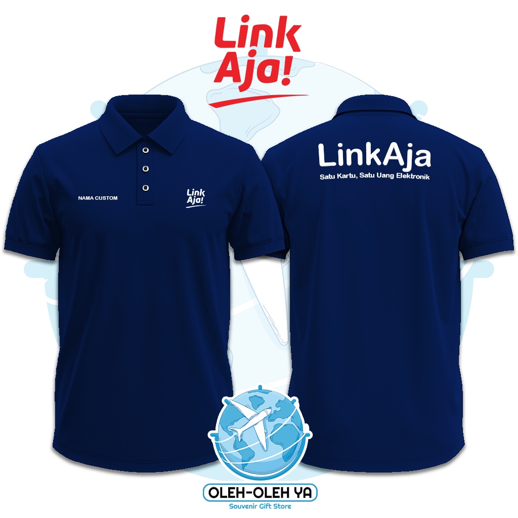 ของที่ระลึก Yes Wangki เสื้อโปโลคอปก Wangki Work Shirt - Telkomsel LinkAja - DTF เย็บปักถักร้อย Scre