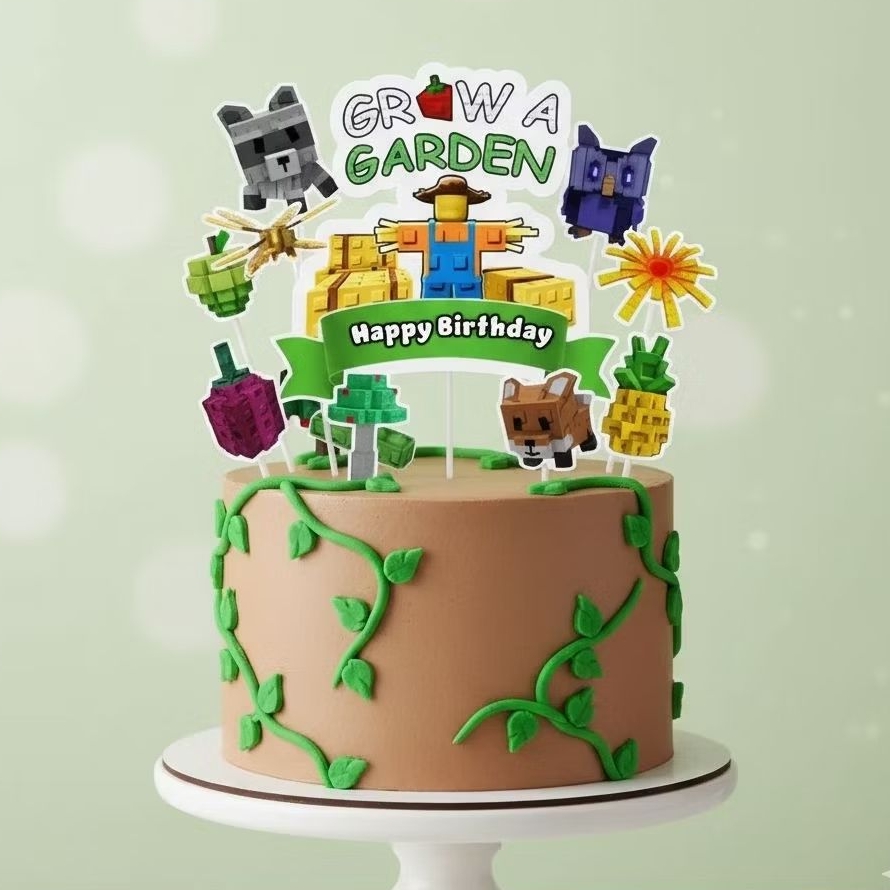 ท็อปเปอร์ GROW A GARDEN | GROW A GARDEN เค้ก Topper ชื่อที่กําหนดเอง | GROW A GARDEN ธีมตกแต่งเค้กวั