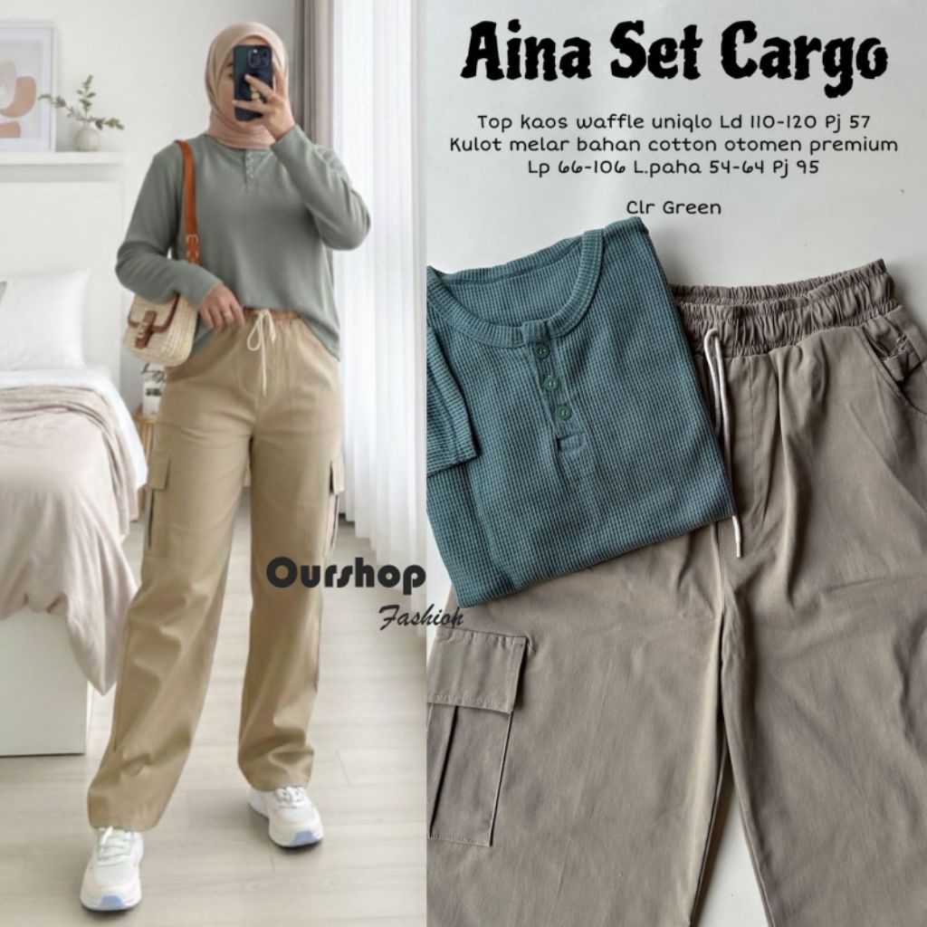 ชุดเสื้อยืดและกางเกงคาร์โก้ Aina by Our shop