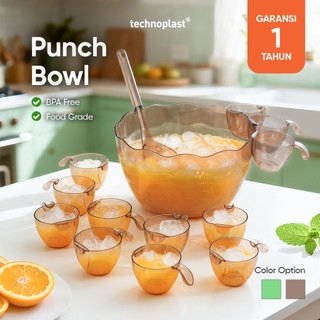 Technoplast Lovelo Punch Bowl Set | Mangkuk Es Buah | Tempat Es Buah | Mangkok Besar Sop Buah BPA Free - Food Grade
