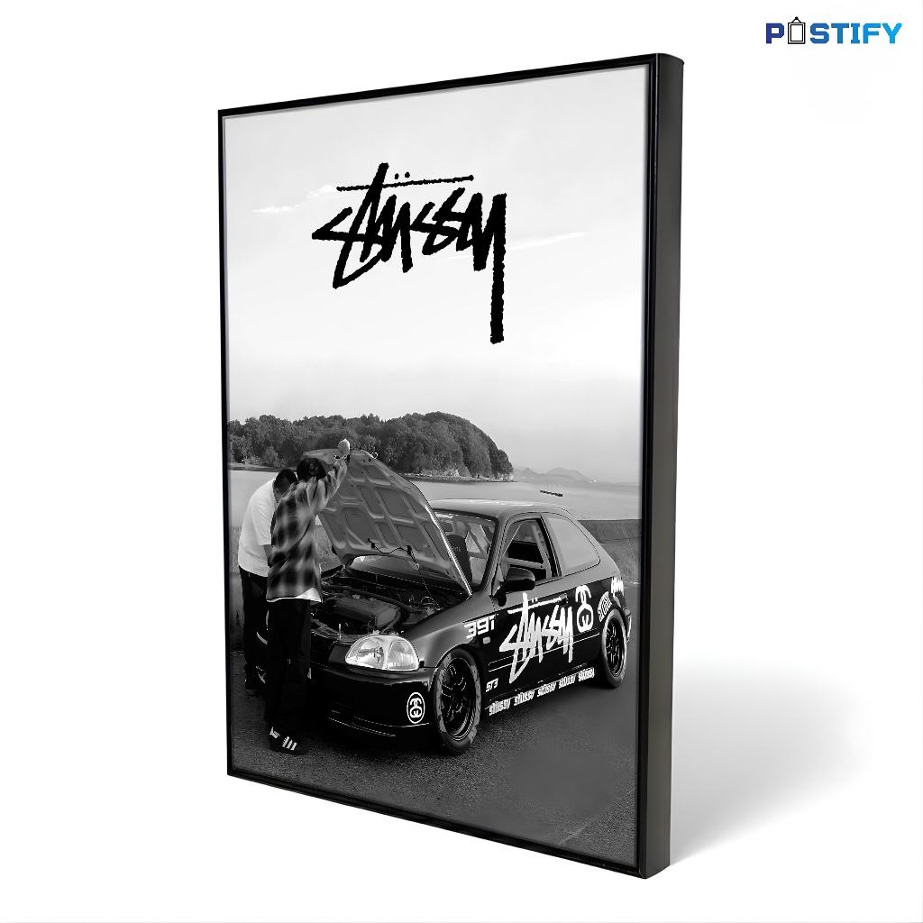 Stussy F1 Civic Poster Frame - Aesthetic Wall Decor - Retro Vintage Kalcer Wall Display