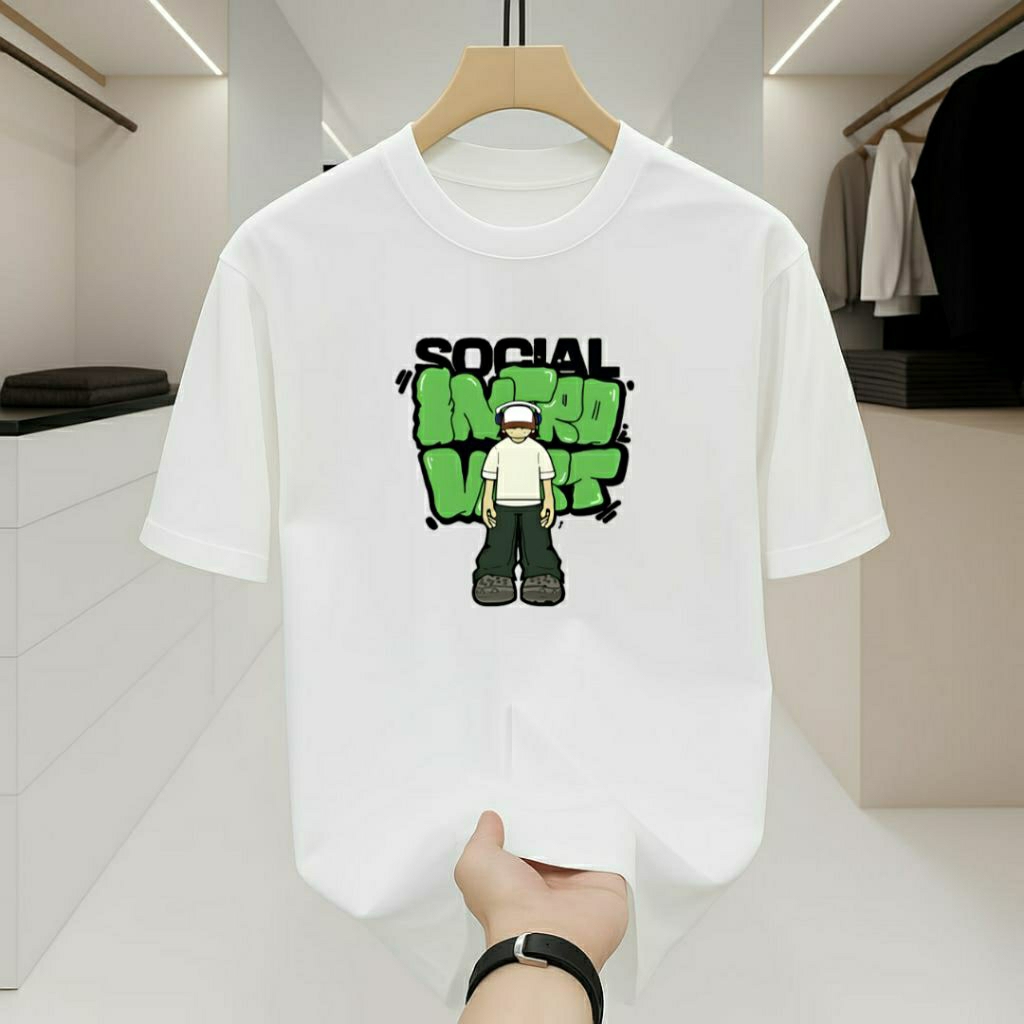 Distro T-shirts for Adult Men with Social Introvert Motif เสื้อยืดแขนสั้น