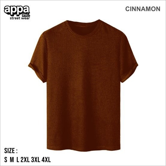 Appa Inc Streetwear - เสื้อยืดอบเชยแขนสั้น Basic Waffle Kenit ไซส์ S - 4XL