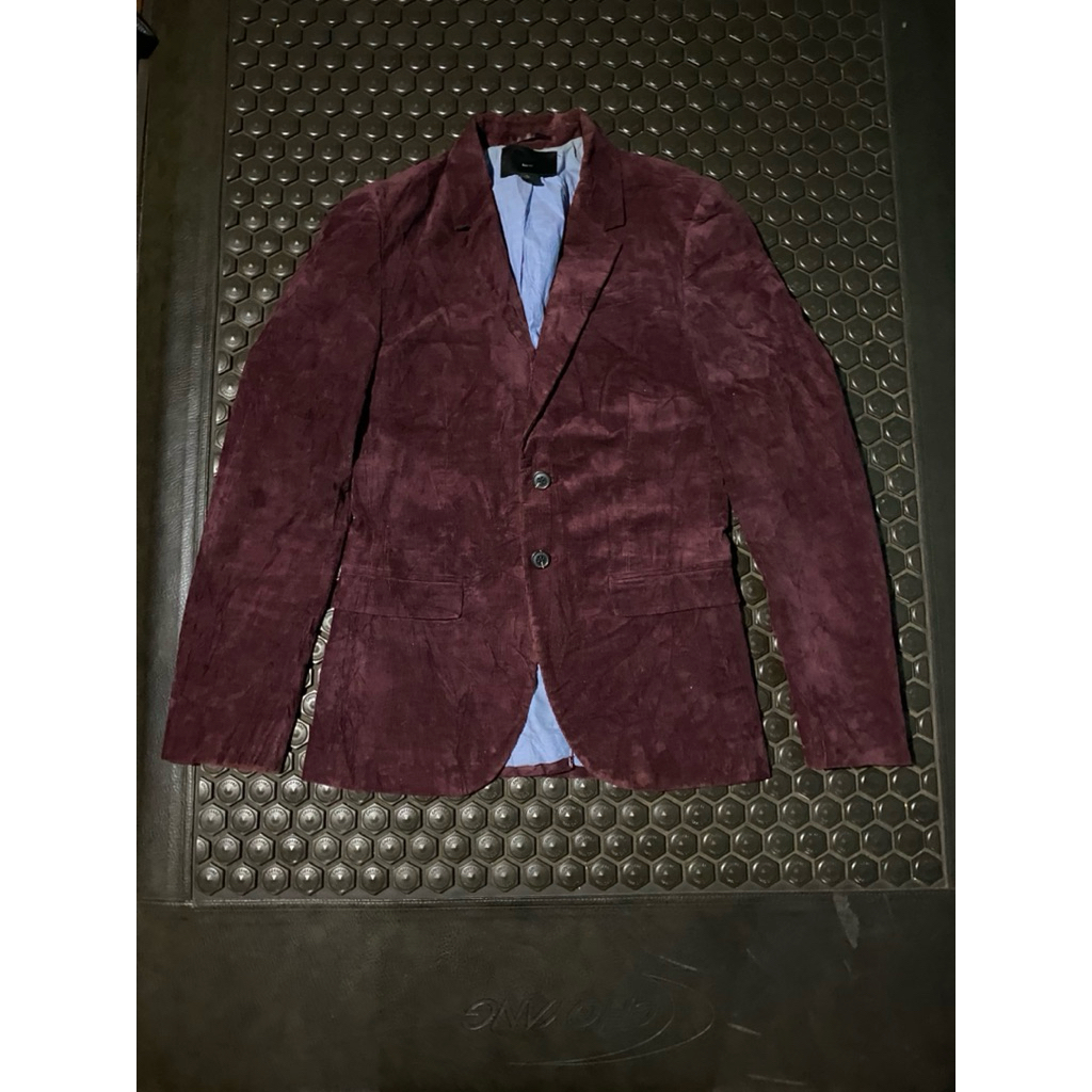 MERAH LUXURY BRANDED MAROON RED H&M CORDUROY BLAZER