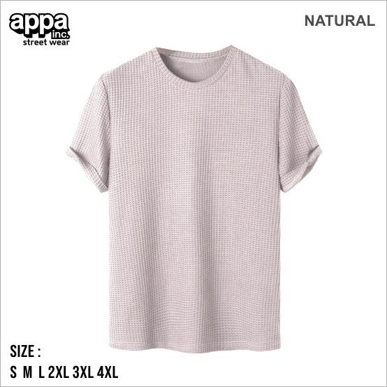 Appa Inc Streetwear - เสื้อยืดธรรมชาติแขนสั้น Basic Waffle Kenit ไซส์ S - 4XL