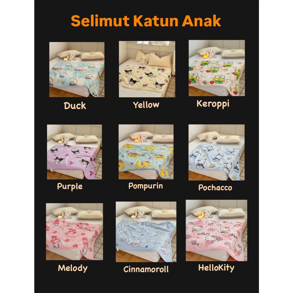 KATUN นําเข้า CHILDRENS CHARACTER COTTON BLANKETS/IMPORTED SANRIO CHARACTER BLANKETS