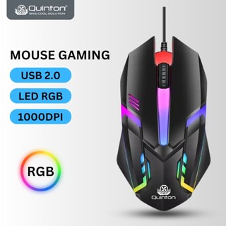 QUINTON D3 Mouse LED RGB 7 Warna kabel usb 1000Dpi for laptop pc computer