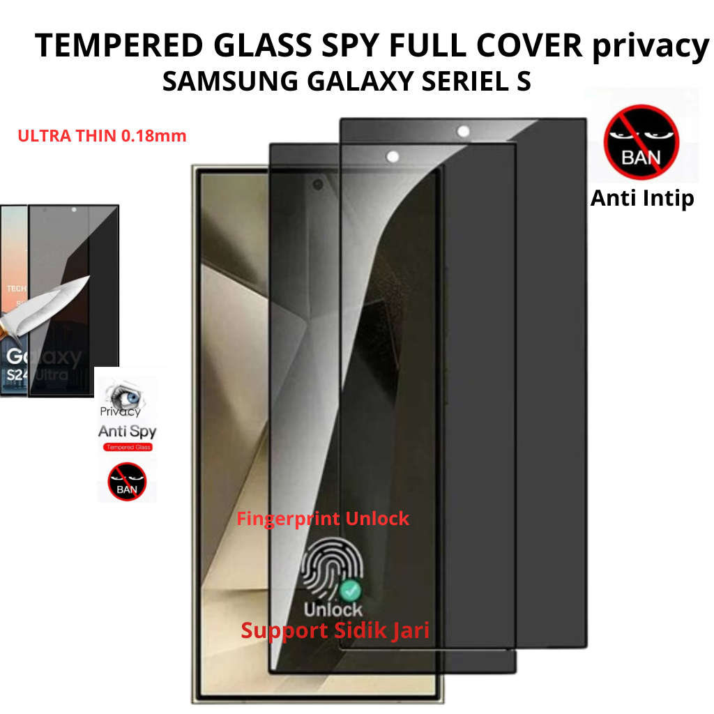 SAMSUNG Ultra Thin 0.18MMกระจกนิรภัยAnti Spyคลุมทั้งหมดSamsung A36 A56 A35 A55 S21 S21+ S22 S22+ S23