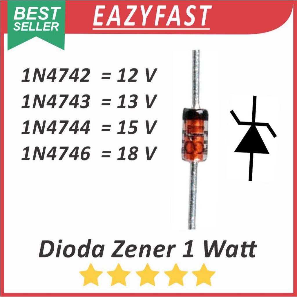 ไดโอด Zener ไดโอด 1 วัตต์ 1W 12V 13V 15V 18V 1N4742 1N47443 1N4746 12 13 15 18 V โวลต์ 1W