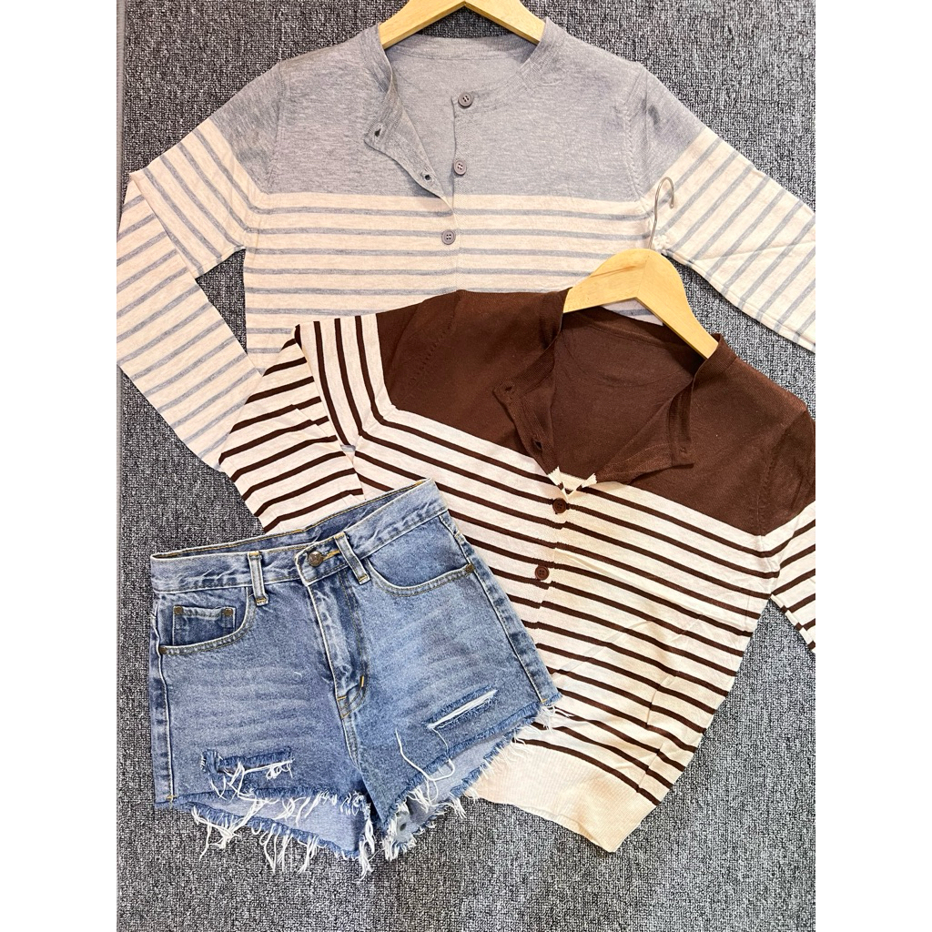 LEMARICITATA - STRIPED KNIT CARDIGAN // KNIT SWETER