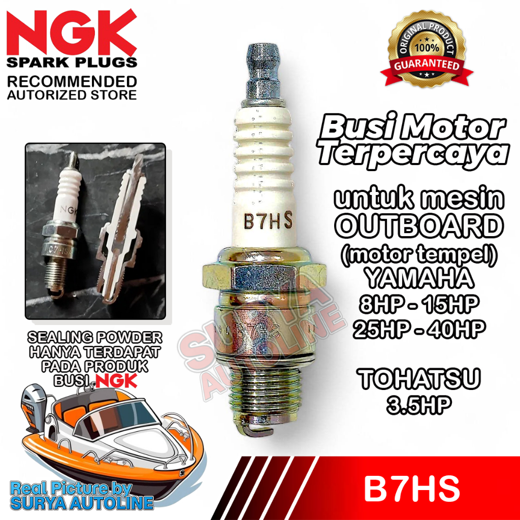 NGK ORIGINAL STANDARD B7HS OUTBOARD MOTORCYCLE SPARK PLUG สําหรับ YAMAHA 8HP 15HP 25HP 40HP TOHATSU 