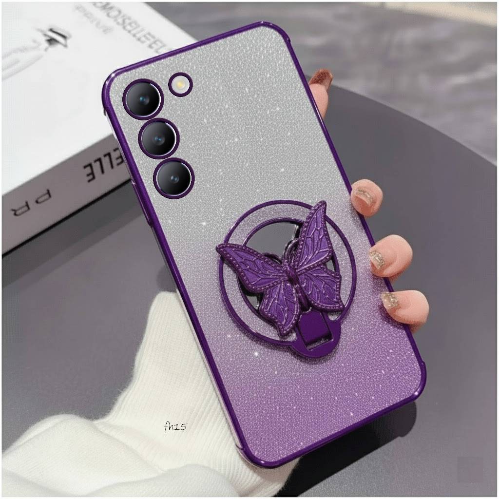 เคส Vivo Y100 4G Y100 5G Glitter Aesthetic Ring กระจกผีเสื้อ