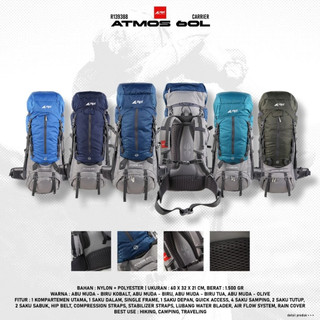 TAS GUNUNG CARRIER AREI ATMOS 60L CARRIER AREI ATMOS 80L TOBA 80L DAN 60 LITER CARRIER AREI GEISER 60L OUTDOORGEAR ORIGINAL TAS PENDAKI GUNUNG HIKING ADVENTURE